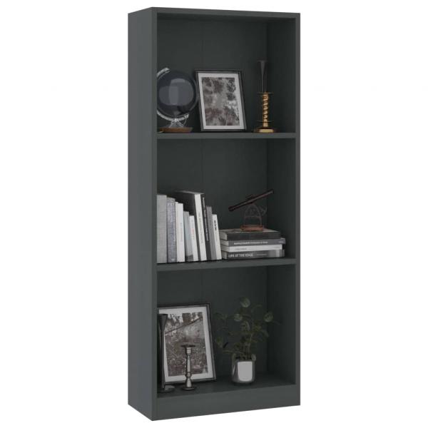 Bücherregal 3 Fächer Grau 40x24x109 cm Holzwerkstoff