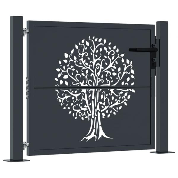 Gartentor Anthrazit 105x80 cm Stahl Baum-Design