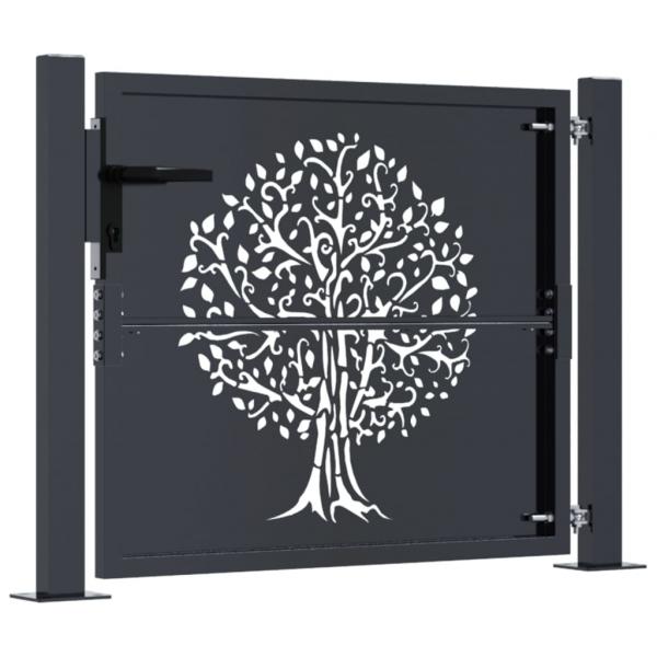 Gartentor Anthrazit 105x80 cm Stahl Baum-Design