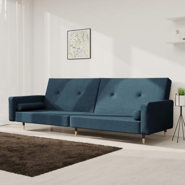 ARDEBO.de - Schlafsofa 2-Sitzer mit 2 Kissen Blau Samt