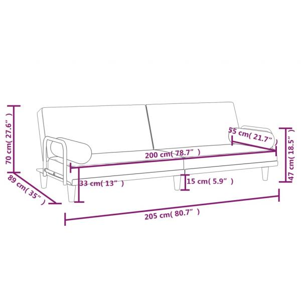 Schlafsofa mit Armlehnen Creme Stoff