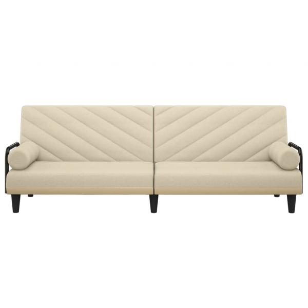 Schlafsofa mit Armlehnen Creme Stoff