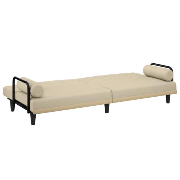 Schlafsofa mit Armlehnen Creme Stoff