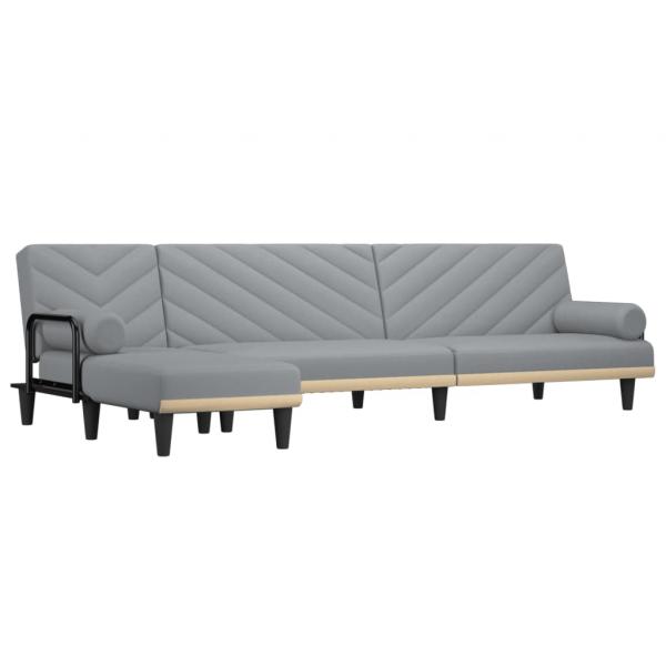 Schlafsofa in L-Form Hellgrau 260x140x70 cm Stoff