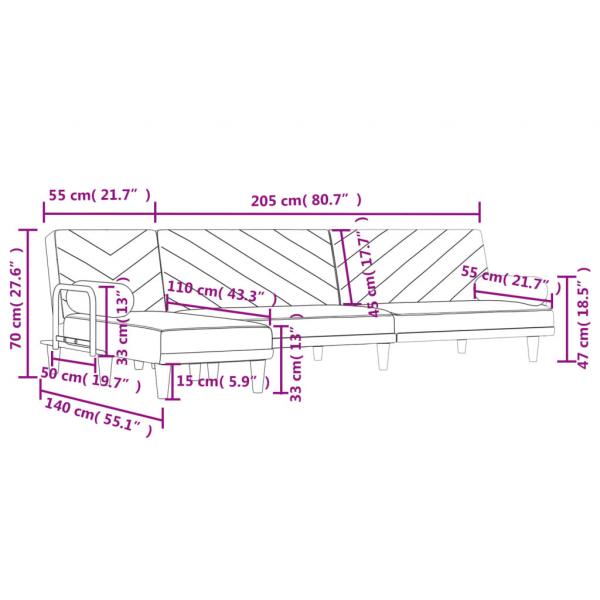 Schlafsofa in L-Form Hellgrau 260x140x70 cm Stoff