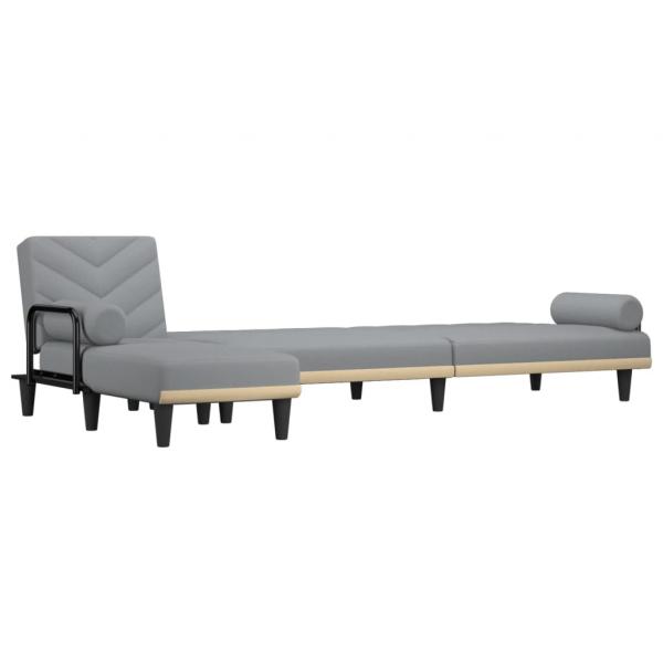 Schlafsofa in L-Form Hellgrau 260x140x70 cm Stoff