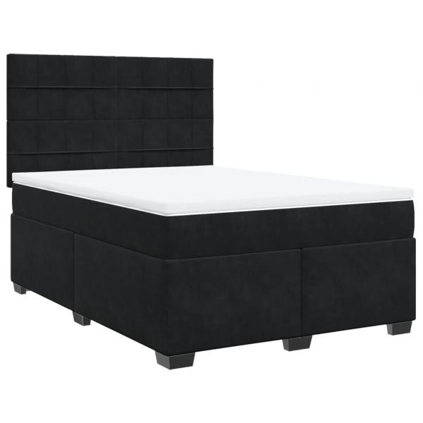 Boxspringbett mit Matratze Schwarz 140x190 cm Samt