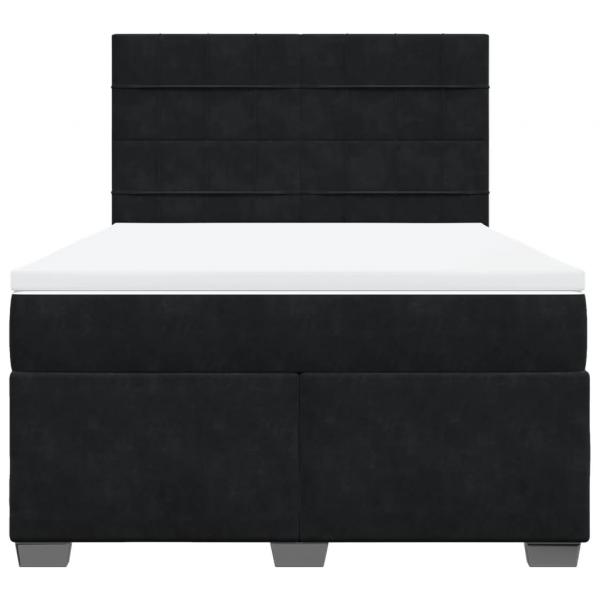 Boxspringbett mit Matratze Schwarz 140x190 cm Samt