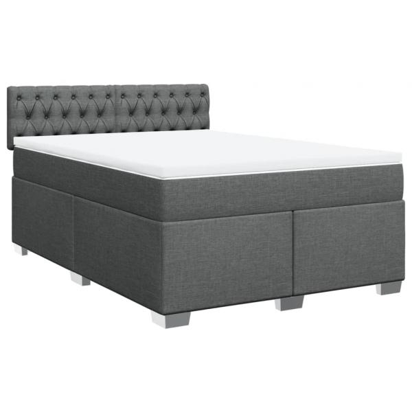 Boxspringbett mit Matratze Dunkelgrau 140x190 cm Stoff