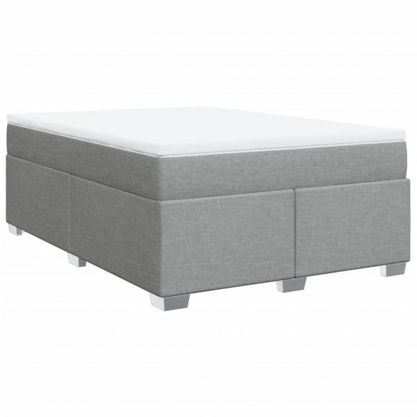 Boxspringbett mit Matratze Hellgrau 140x190 cm Stoff