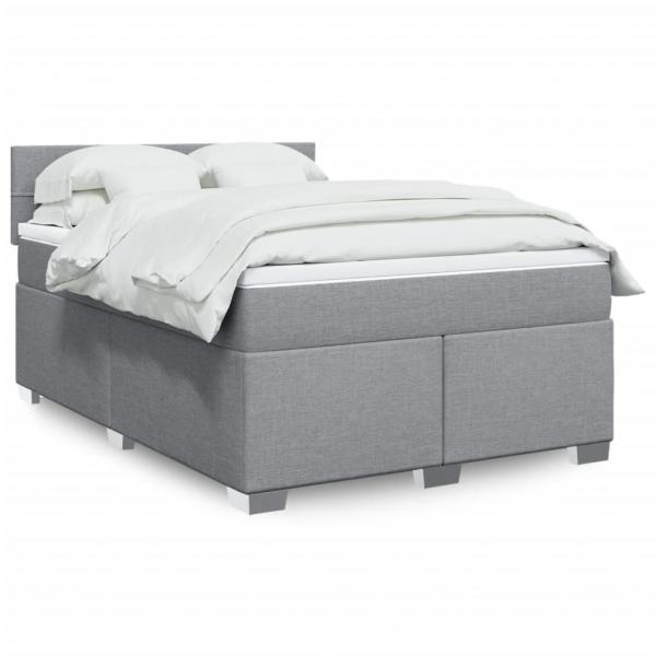 ARDEBO.de - Boxspringbett mit Matratze Hellgrau 140x190 cm Stoff