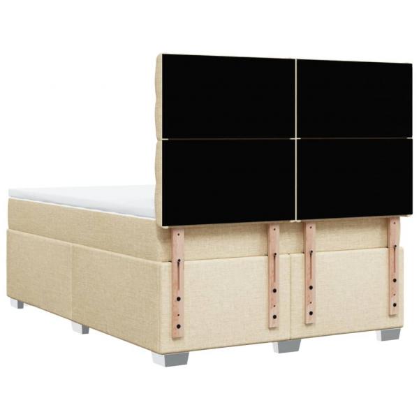 Boxspringbett mit Matratze Creme 140x190 cm Stoff