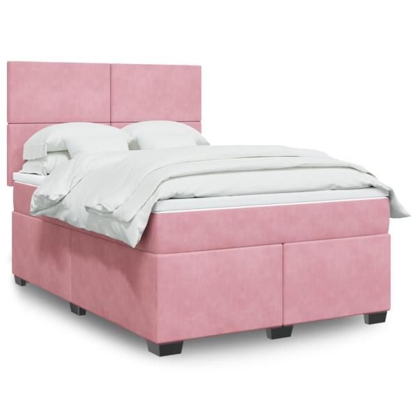 ARDEBO.de - Boxspringbett mit Matratze Rosa 140x190 cm Samt