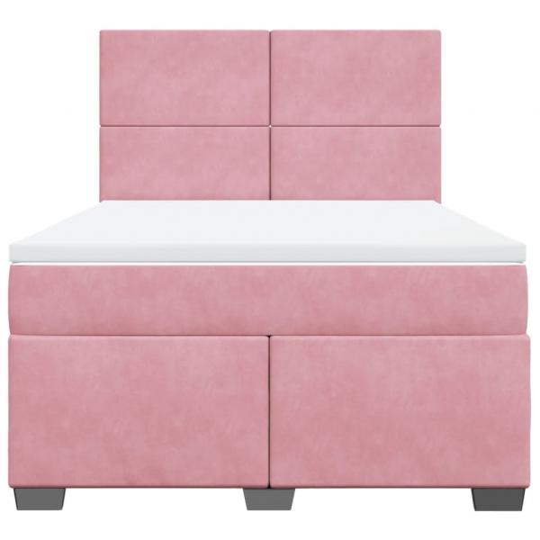 Boxspringbett mit Matratze Rosa 140x190 cm Samt