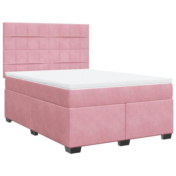 Boxspringbett mit Matratze Rosa 140x190 cm Samt