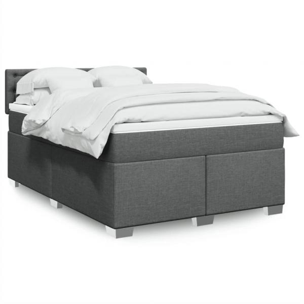 ARDEBO.de - Boxspringbett mit Matratze Dunkelgrau 140x190 cm Stoff