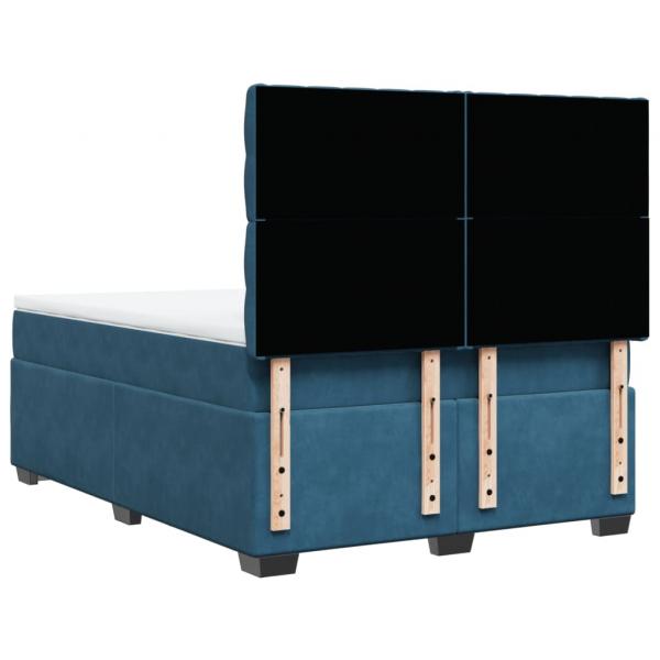 Boxspringbett mit Matratze Blau 140x190 cm Samt