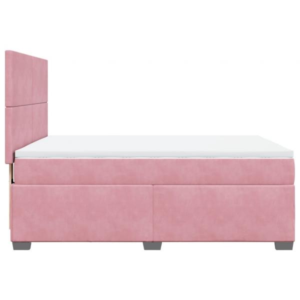 Boxspringbett mit Matratze Rosa 140x190 cm Samt