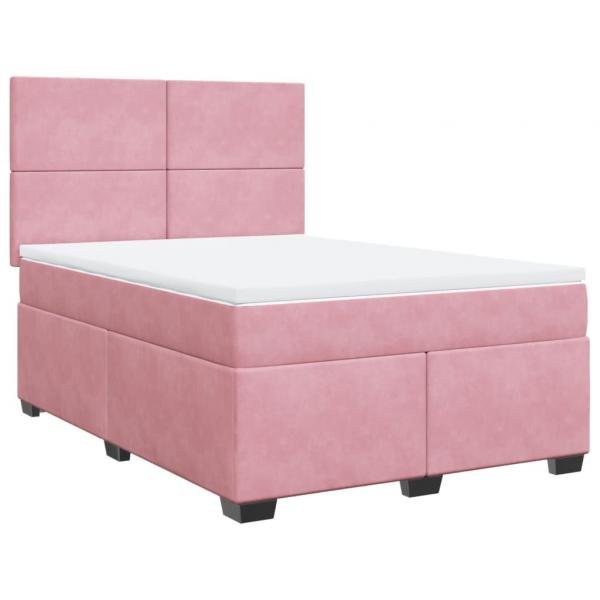 Boxspringbett mit Matratze Rosa 140x190 cm Samt