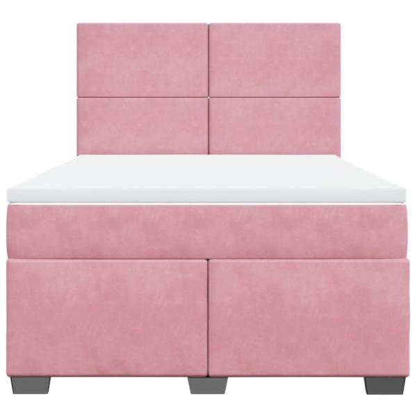 Boxspringbett mit Matratze Rosa 140x190 cm Samt