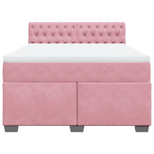 Boxspringbett mit Matratze Rosa 140x190 cm Samt