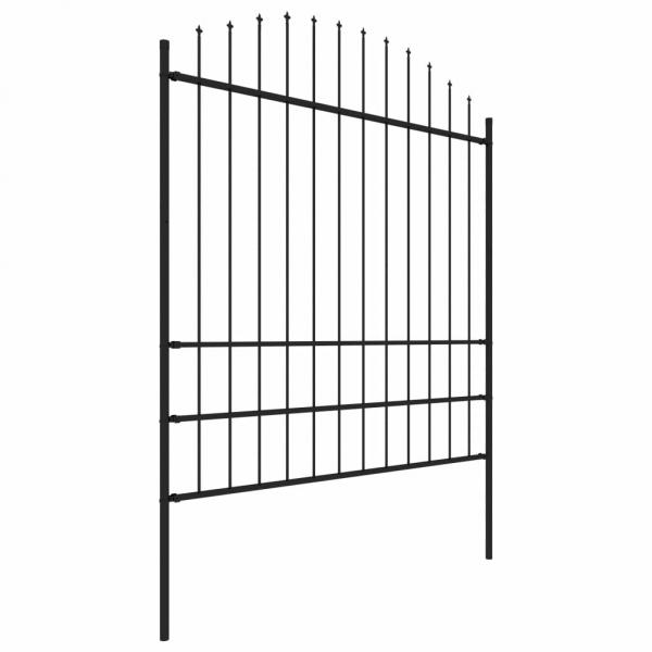 Gartenzaun mit Speerspitzen Stahl (1,75 - 2) x 8,5 m Schwarz