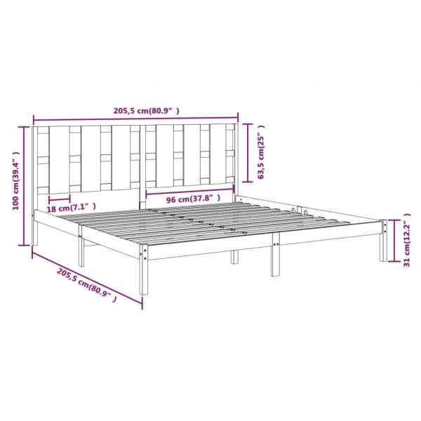 Massivholzbett Grau Kiefer 200x200 cm