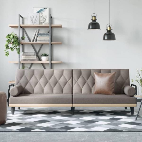 ARDEBO.de - Schlafsofa mit Armlehnen Taupe Stoff