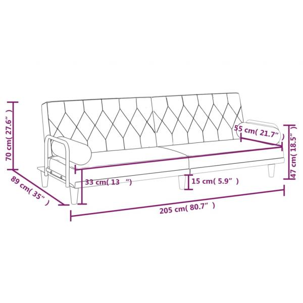 Schlafsofa mit Armlehnen Taupe Stoff