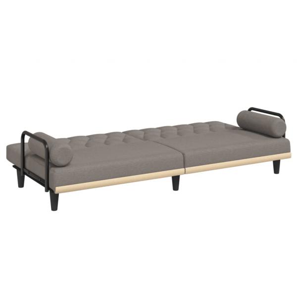 Schlafsofa mit Armlehnen Taupe Stoff