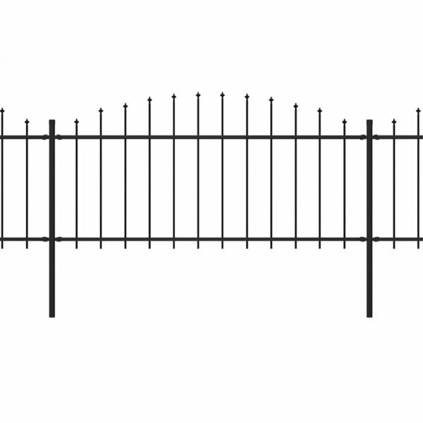 Gartenzaun mit Speerspitzen Stahl (0,5 - 0,75) x 5,1 m Schwarz