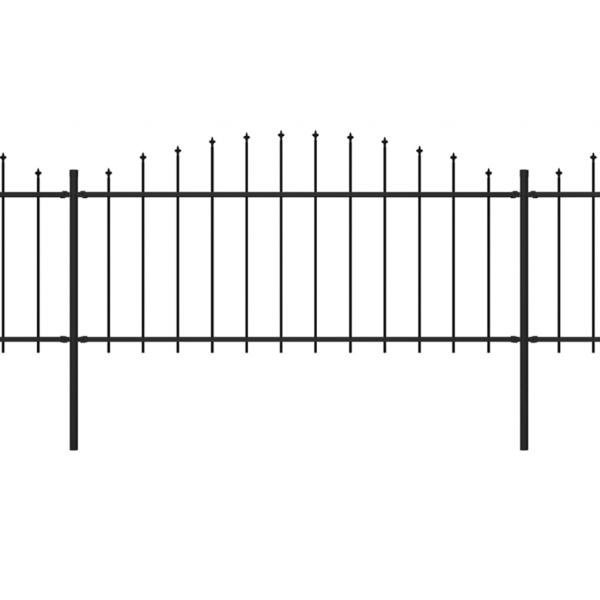 Gartenzaun mit Speerspitzen Stahl (0,5 - 0,75) x 8,5 m Schwarz