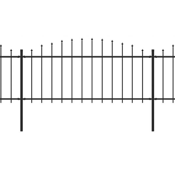 Gartenzaun mit Speerspitzen Stahl (0,5 - 0,75) x 15,3 m Schwarz