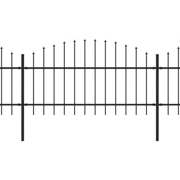 Gartenzaun mit Speerspitzen Stahl (1 - 1,25) x 6,8 m Schwarz