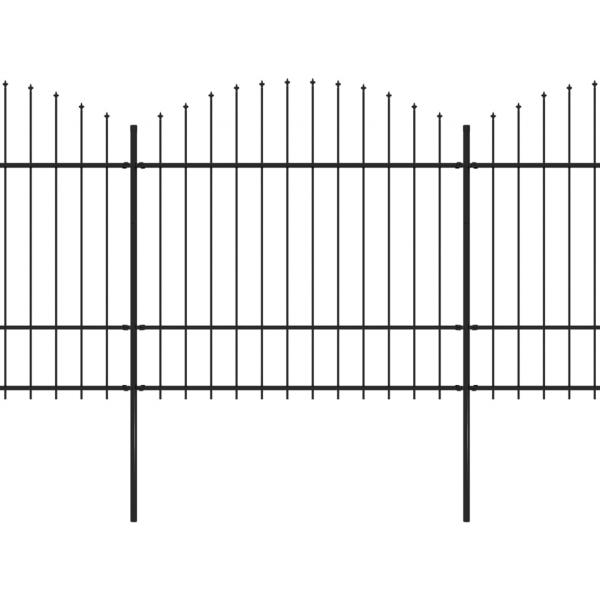 Gartenzaun mit Speerspitzen Stahl (1,5 - 1,75) x 11,9 m Schwarz