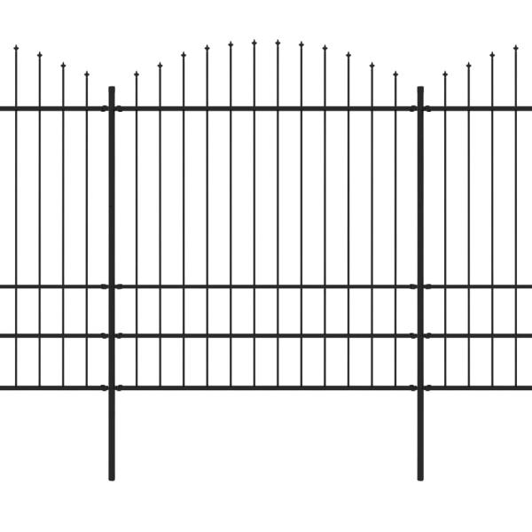 Gartenzaun mit Speerspitzen Stahl (1,75 - 2) x 10,2 m Schwarz