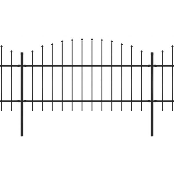 Gartenzaun mit Speerspitzen Stahl (1 - 1,25) x 8,5 m Schwarz