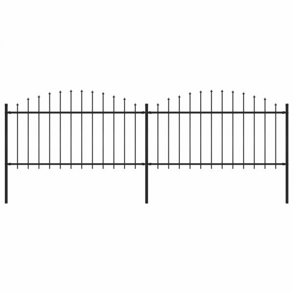 ARDEBO.de - Gartenzaun mit Speerspitzen Stahl (1,25 - 1,5) x 3,4 m Schwarz