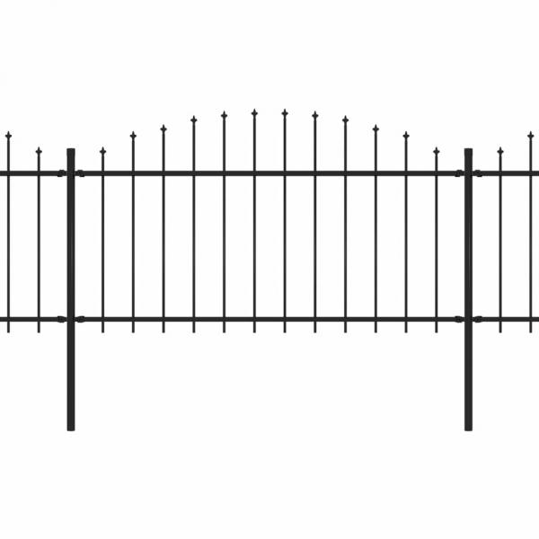 Gartenzaun mit Speerspitzen Stahl (1,25 - 1,5) x 6,8 m Schwarz