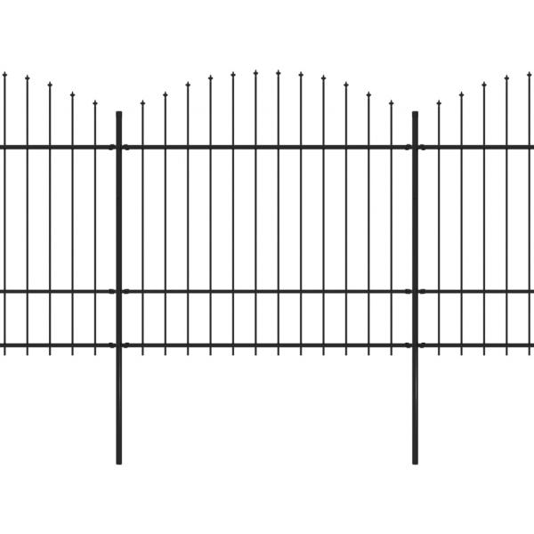 Gartenzaun mit Speerspitzen Stahl (1,5 - 1,75) x 13,6 m Schwarz