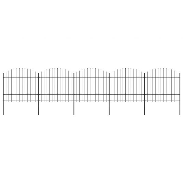 ARDEBO.de - Gartenzaun mit Speerspitzen Stahl (1,5 - 1,75) x 8,5 m Schwarz