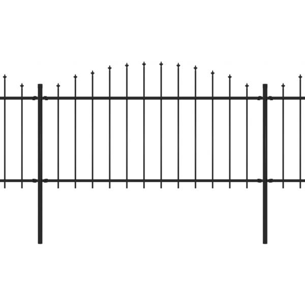 Gartenzaun mit Speerspitzen Stahl (1,25 - 1,5) x 11,9 m Schwarz