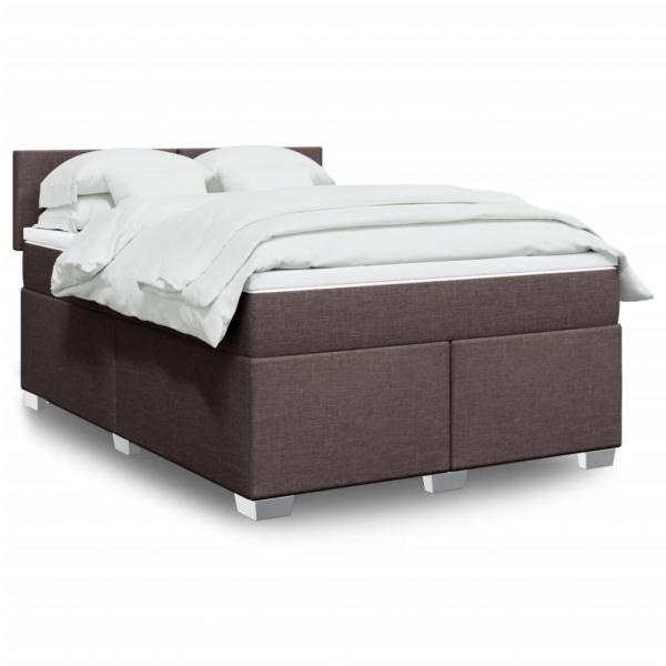 ARDEBO.de - Boxspringbett mit Matratze Dunkelbraun 140x190 cm Stoff