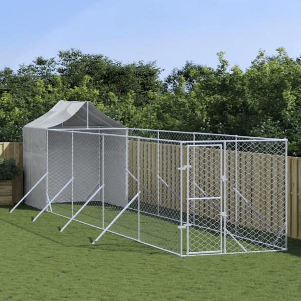 ARDEBO.de - Outdoor-Hundezwinger mit Dach Silbern 2x10x2,5 m Stahl Verzinkt