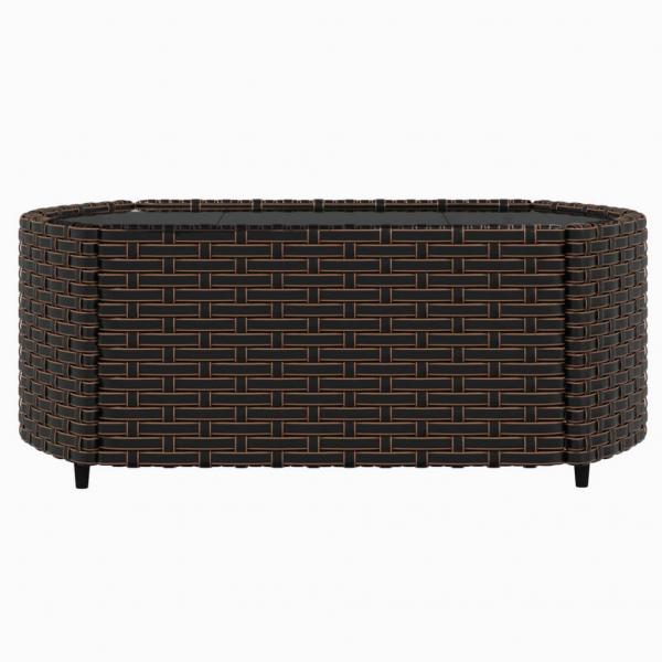 4-tlg. Garten-Lounge-Set mit Kissen Braun Poly Rattan