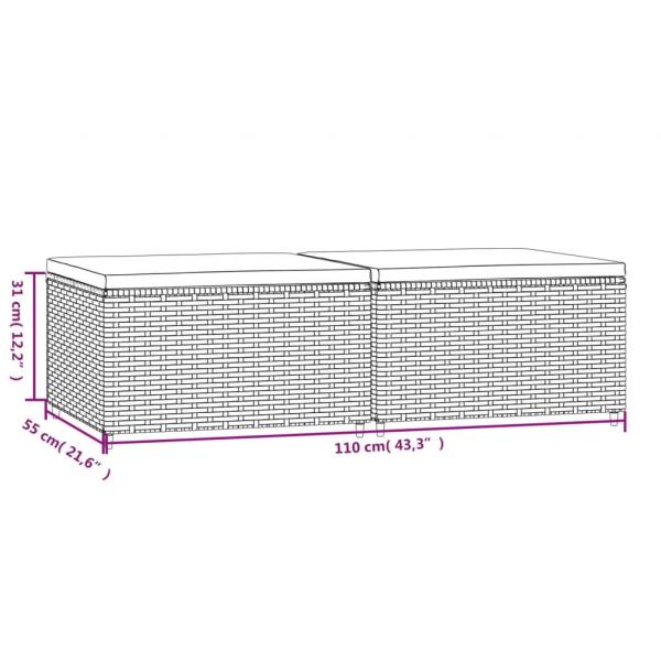 Gartenhocker mit Kissen 2 Stk. Braun Poly Rattan