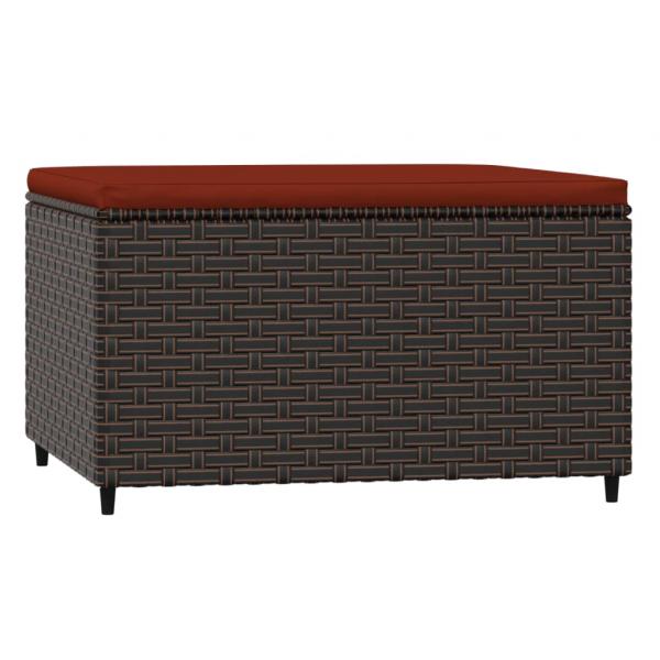 Gartenhocker mit Kissen Braun Poly Rattan