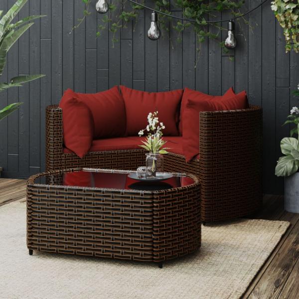 ARDEBO.de - 4-tlg. Garten-Lounge-Set mit Kissen Braun Poly Rattan