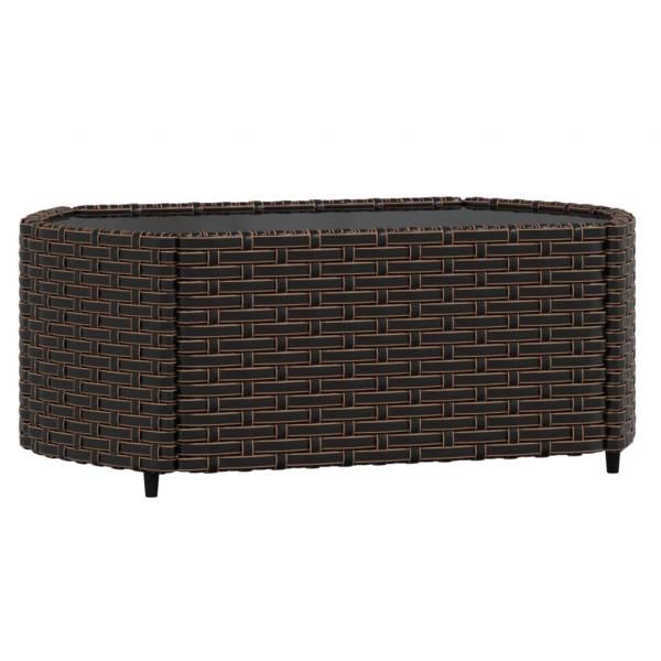 4-tlg. Garten-Lounge-Set mit Kissen Braun Poly Rattan