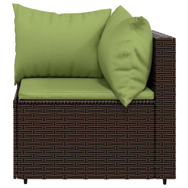 3-tlg. Garten-Lounge-Set mit Kissen Braun Poly Rattan